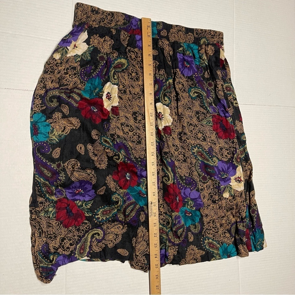 Vintage Modiano Women’s Floral Paisley Black Skirt Boho Rayon Sz 18 Made in USA - Picture 10 of 10